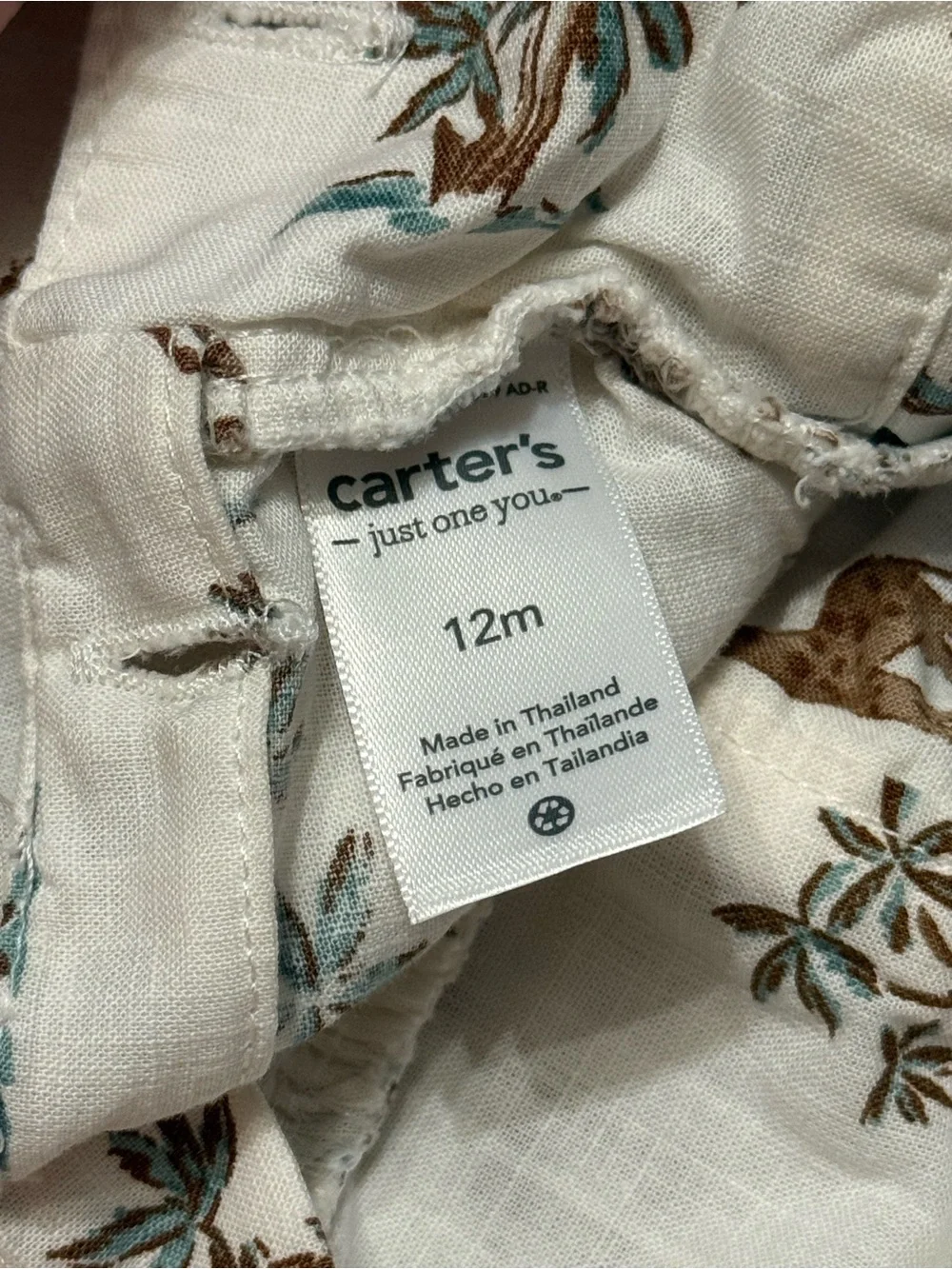 Carter's White Giraffe Print Ruffle Strap Romper